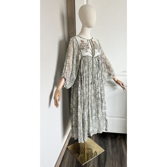 DAUGHTERS OF INDIA Diya Midi Dress in Pistacho Green Size XS - Picture 11 of 16
